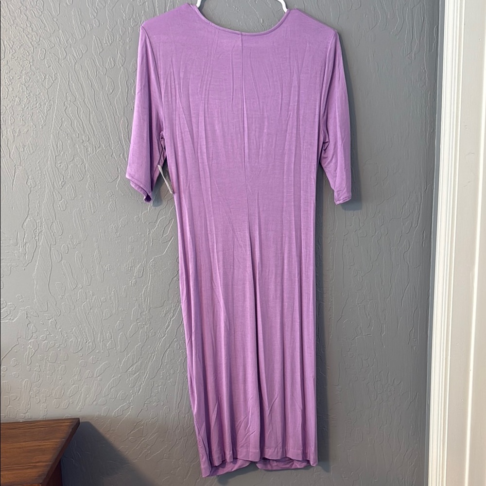 Daily Ritual Purple Ruched Midi Dress - Picture 4 of 5
